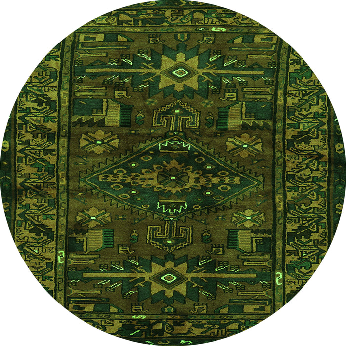 Square Persian Green Traditional Rug, tr3108grn