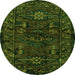 Square Persian Green Traditional Rug, tr3108grn