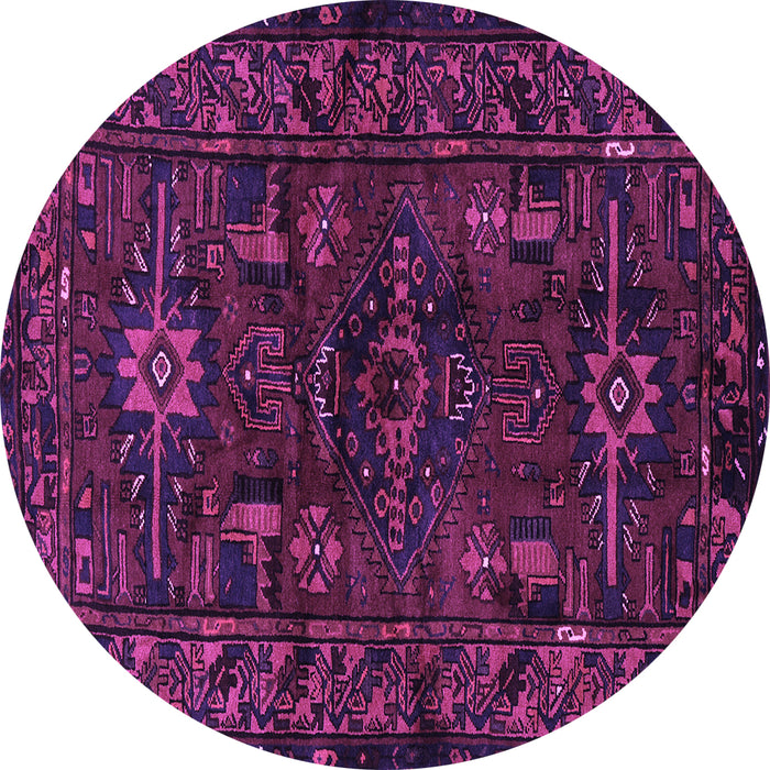 Round Machine Washable Persian Purple Traditional Area Rugs, wshtr3108pur