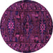 Round Machine Washable Persian Purple Traditional Area Rugs, wshtr3108pur