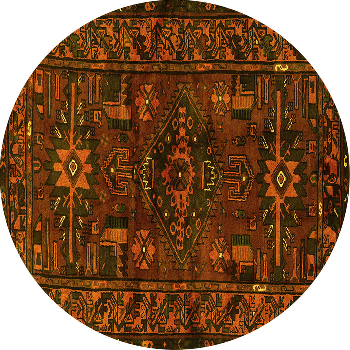 Round Persian Yellow Traditional Rug, tr3108yw
