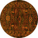 Round Persian Yellow Traditional Rug, tr3108yw