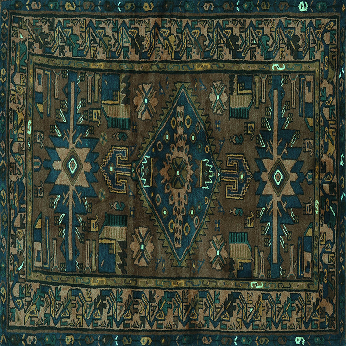 Square Machine Washable Persian Turquoise Traditional Area Rugs, wshtr3108turq