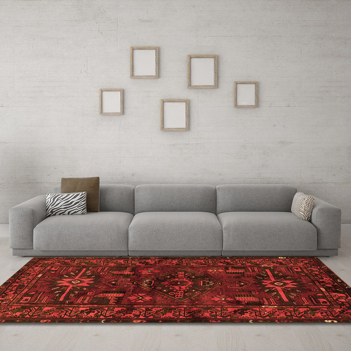 Machine Washable Persian Orange Traditional Area Rugs in a Living Room, wshtr3108org