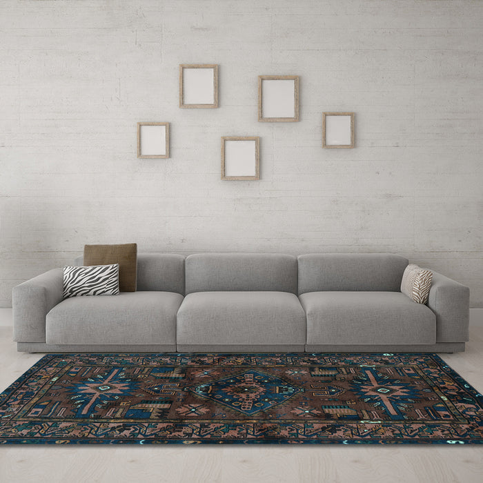 Machine Washable Persian Light Blue Traditional Rug in a Living Room, wshtr3108lblu