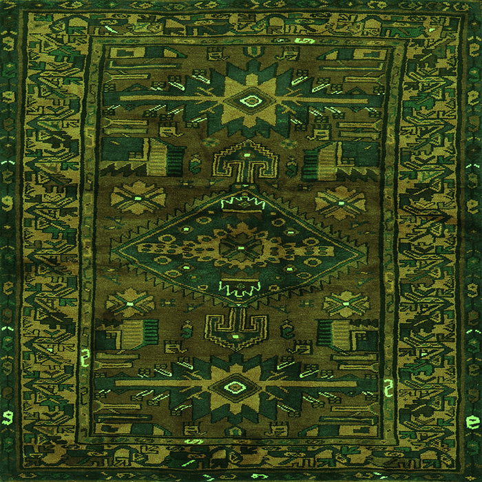 Serging Thickness of Persian Green Traditional Rug, tr3108grn