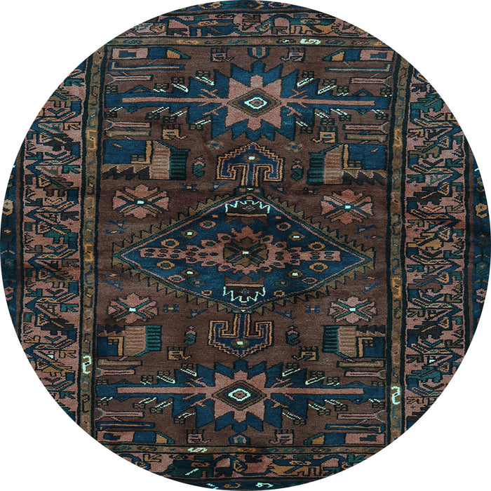 Round Persian Light Blue Traditional Rug, tr3108lblu