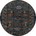 Round Persian Light Blue Traditional Rug, tr3108lblu
