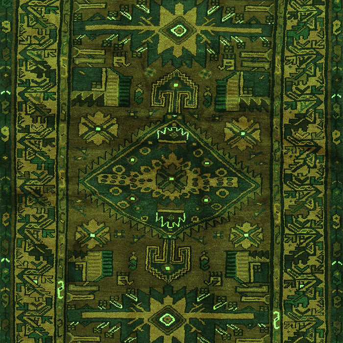 Serging Thickness of Machine Washable Persian Green Traditional Area Rugs, wshtr3108grn