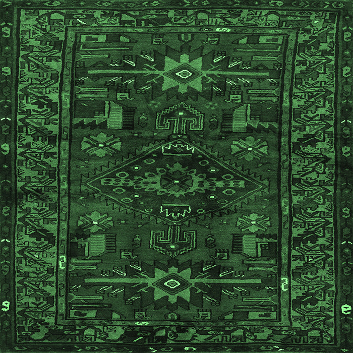 Square Persian Emerald Green Traditional Rug, tr3108emgrn
