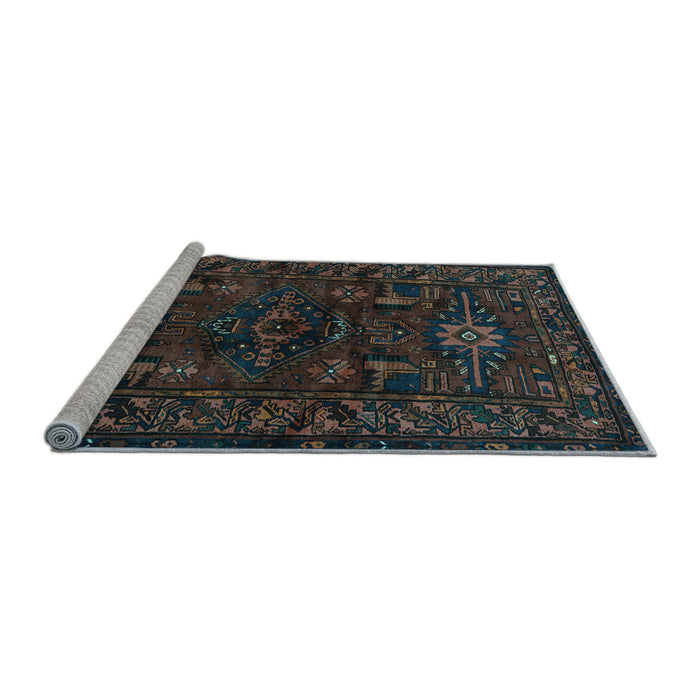 Sideview of Machine Washable Persian Light Blue Traditional Rug, wshtr3108lblu
