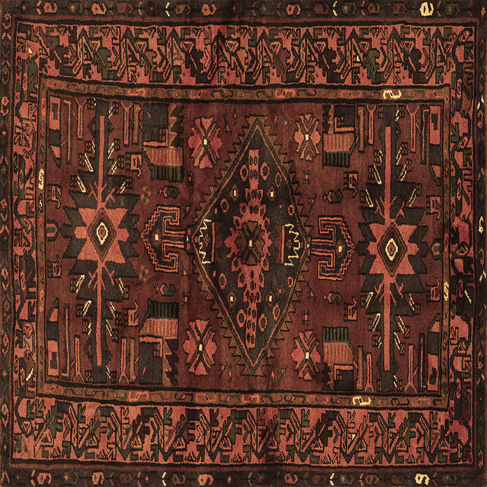 Square Machine Washable Persian Brown Traditional Rug, wshtr3108brn