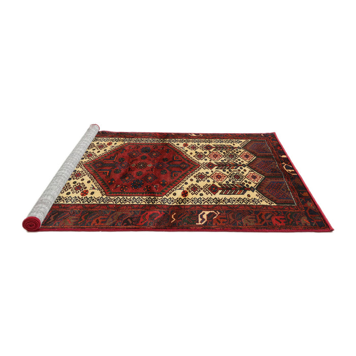 Sideview of Machine Washable Traditional Tomato Red Rug, wshtr3109