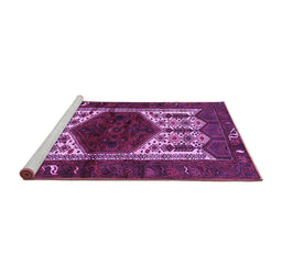 Sideview of Machine Washable Persian Purple Traditional Area Rugs, wshtr3109pur