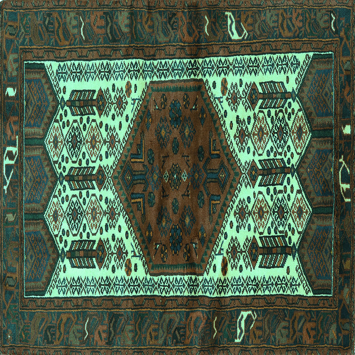 Square Machine Washable Persian Turquoise Traditional Area Rugs, wshtr3109turq