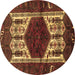 Round Persian Brown Traditional Rug, tr3109brn