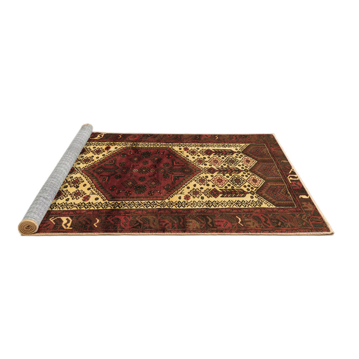 Sideview of Machine Washable Persian Brown Traditional Rug, wshtr3109brn
