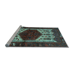 Sideview of Machine Washable Persian Light Blue Traditional Rug, wshtr3109lblu