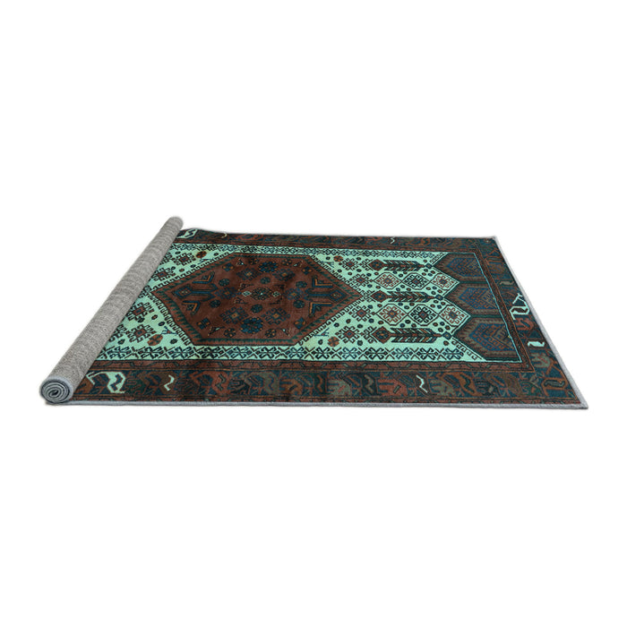 Sideview of Machine Washable Persian Light Blue Traditional Rug, wshtr3109lblu