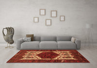 Machine Washable Persian Orange Traditional Rug, wshtr3109org