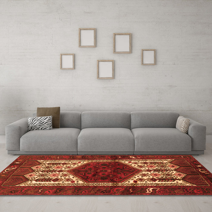 Machine Washable Persian Orange Traditional Area Rugs in a Living Room, wshtr3109org