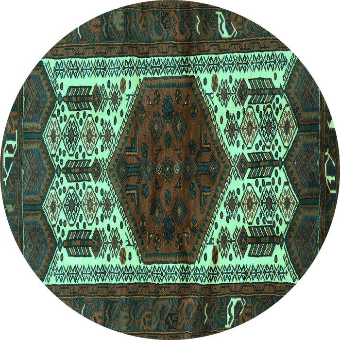 Round Persian Turquoise Traditional Rug, tr3109turq
