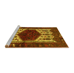 Sideview of Machine Washable Persian Yellow Traditional Rug, wshtr3109yw