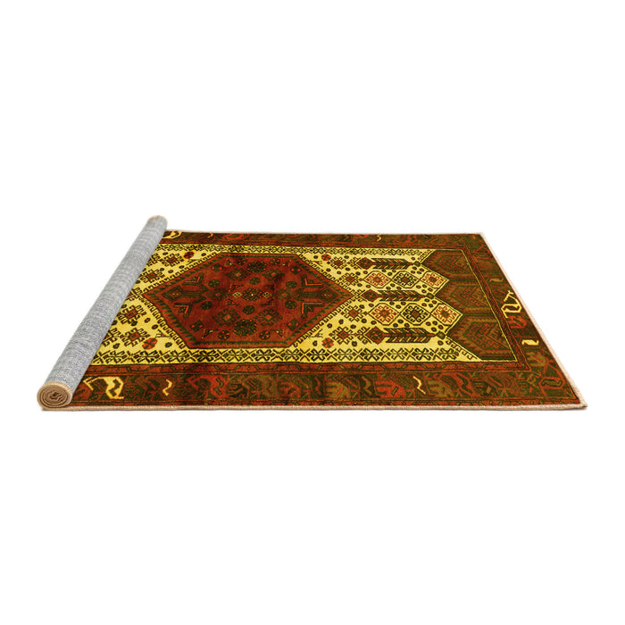 Sideview of Machine Washable Persian Yellow Traditional Rug, wshtr3109yw