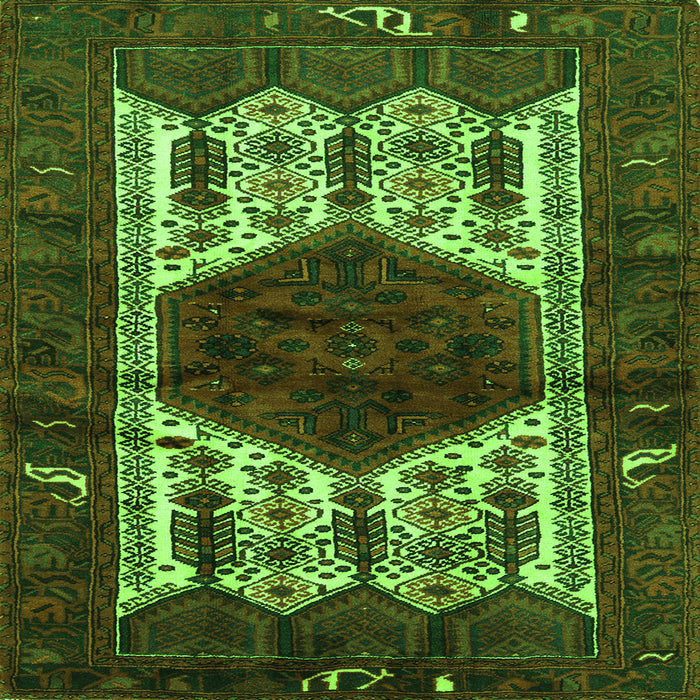 Round Machine Washable Persian Green Traditional Area Rugs, wshtr3109grn