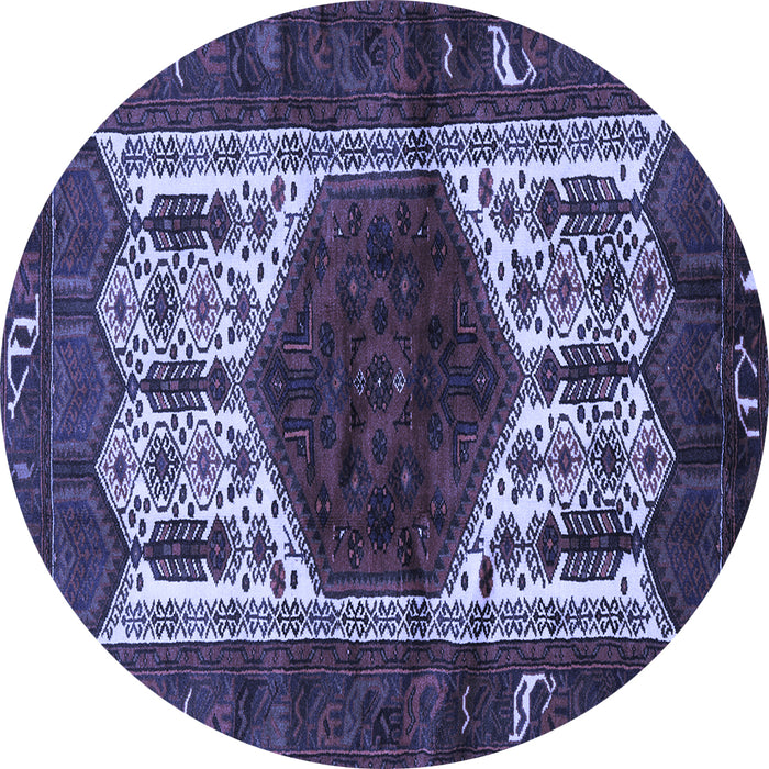 Round Machine Washable Persian Blue Traditional Rug, wshtr3109blu