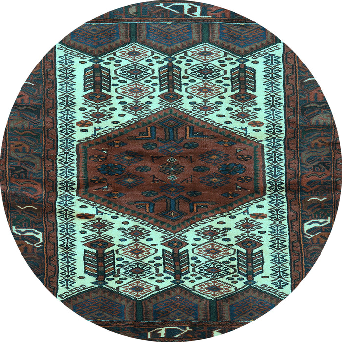 Round Machine Washable Persian Light Blue Traditional Rug, wshtr3109lblu