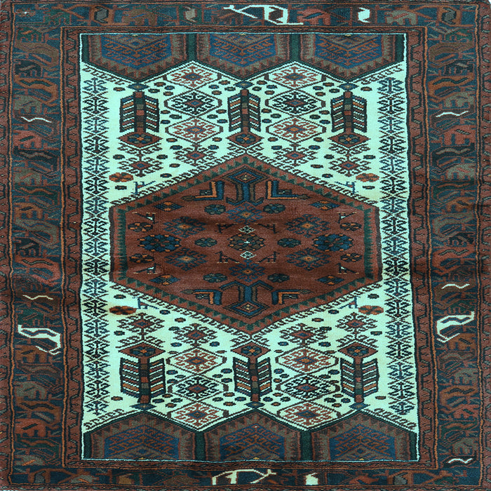 Square Machine Washable Persian Light Blue Traditional Rug, wshtr3109lblu