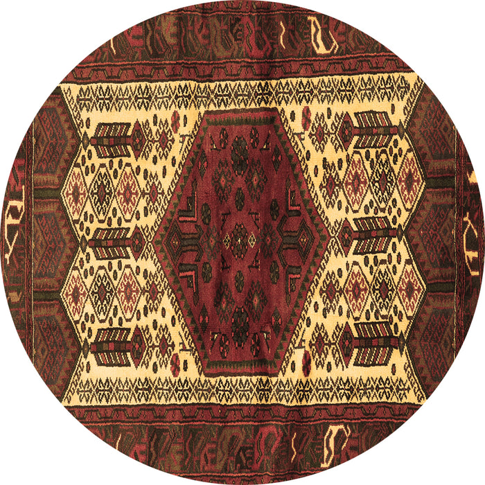 Round Machine Washable Persian Brown Traditional Rug, wshtr3109brn