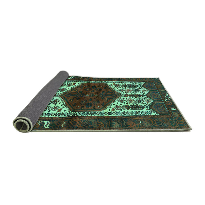 Sideview of Persian Turquoise Traditional Rug, tr3109turq