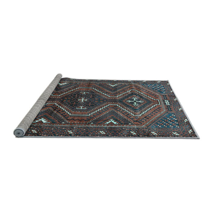 Sideview of Machine Washable Persian Light Blue Traditional Rug, wshtr310lblu