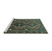 Sideview of Machine Washable Persian Turquoise Traditional Area Rugs, wshtr310turq