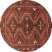 Round Persian Brown Traditional Rug, tr310brn