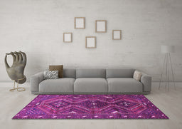Machine Washable Persian Purple Traditional Area Rugs in a Living Room, wshtr310pur