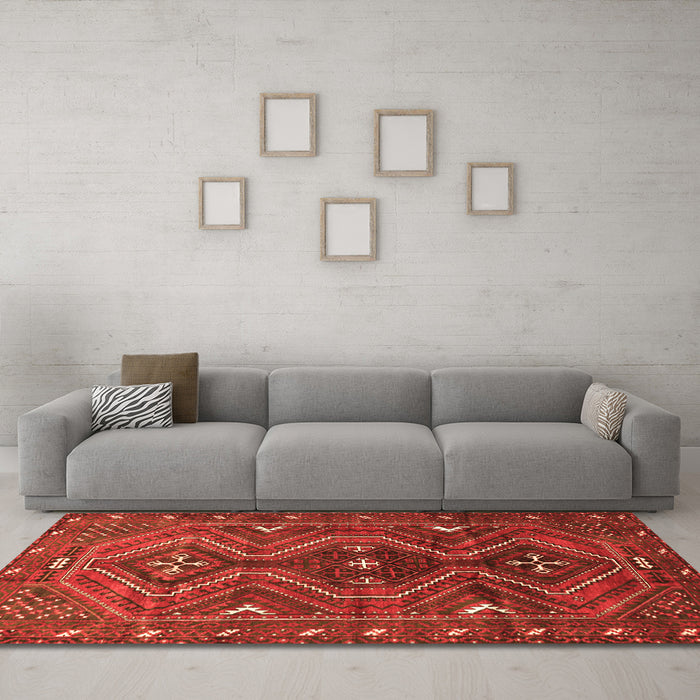 Machine Washable Persian Orange Traditional Area Rugs in a Living Room, wshtr310org