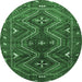 Round Persian Emerald Green Traditional Rug, tr310emgrn