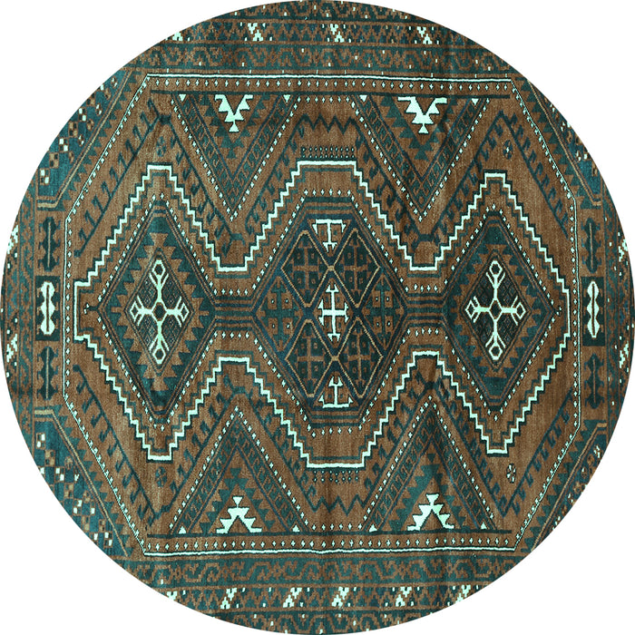 Round Machine Washable Persian Turquoise Traditional Area Rugs, wshtr310turq