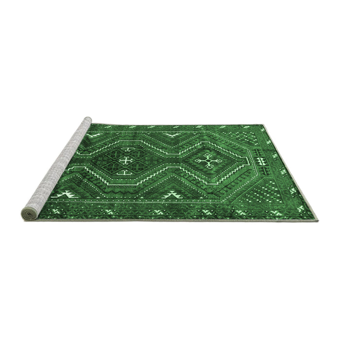 Sideview of Machine Washable Persian Emerald Green Traditional Area Rugs, wshtr310emgrn