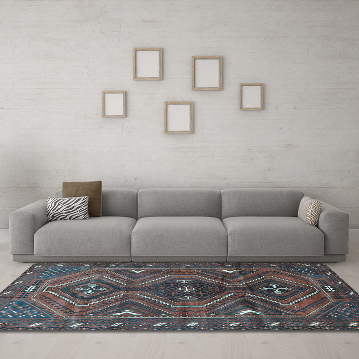 Machine Washable Persian Light Blue Traditional Rug in a Living Room, wshtr310lblu