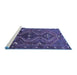 Sideview of Machine Washable Persian Blue Traditional Rug, wshtr310blu