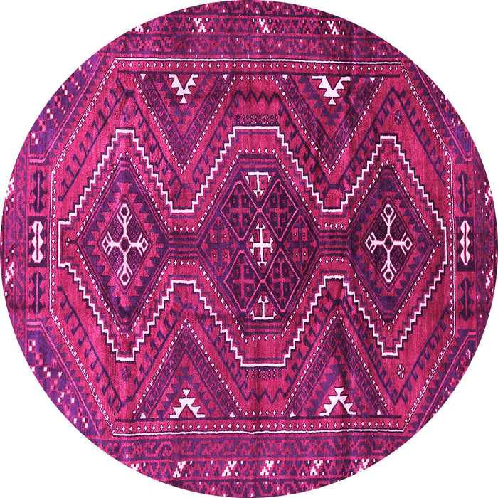 Round Machine Washable Persian Pink Traditional Rug, wshtr310pnk
