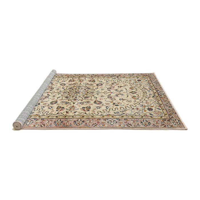 Sideview of Machine Washable Traditional Dark Almond Brown Rug, wshtr3110
