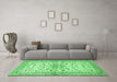 Machine Washable Persian Emerald Green Traditional Area Rugs in a Living Room,, wshtr3110emgrn