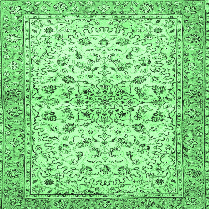 Square Machine Washable Persian Emerald Green Traditional Area Rugs, wshtr3110emgrn