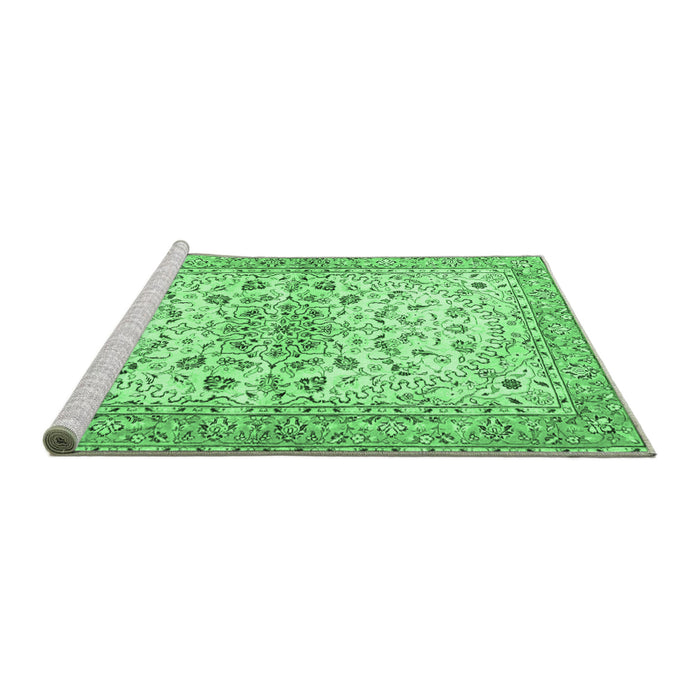 Sideview of Machine Washable Persian Emerald Green Traditional Area Rugs, wshtr3110emgrn