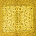 Square Machine Washable Persian Yellow Traditional Rug, wshtr3110yw